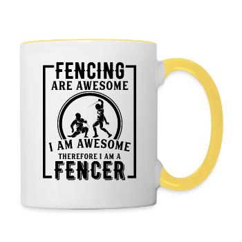 Lustige Fechten sind tolle Foil Epee Fecht Kampf - Tasse zweifarbig - Weiß/Gelb - Rechts