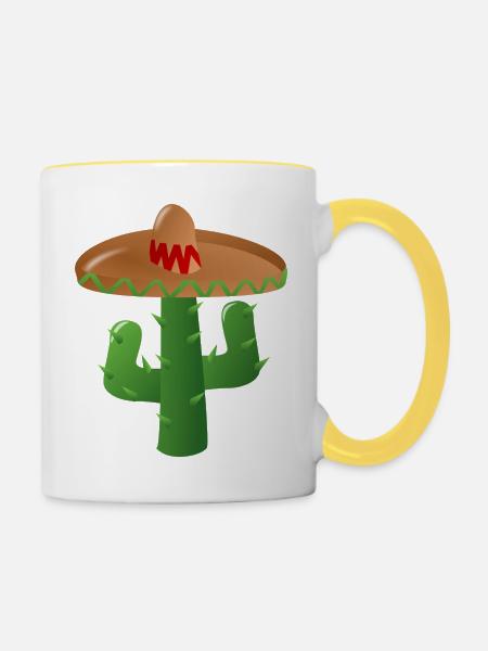 cactus - Tasse zweifarbig - Weiß/Gelb