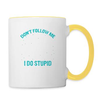 Don't Follow Me I Do Stupid Things Funny Skydiver - Contrasting Mug - white/yellow - Right