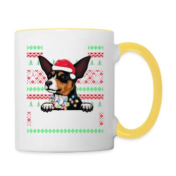 Pyjama de chien mignon - Jouet Fox Terrier Dog Lover Christ - Mug contrasté - blanc/jaune - Droite