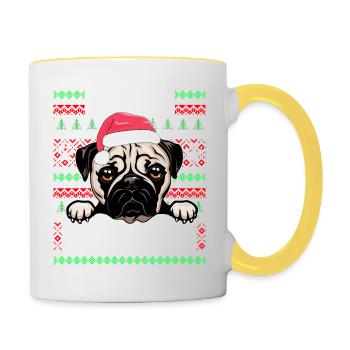 Pyjama mignon pour chien - Pug Dogs Lover Christmas - Mug contrasté - blanc/jaune - Droite
