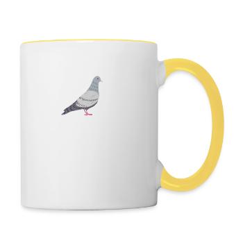 Das ist Taube T-Shirt mit lustigem Spruch - Tasse zweifarbig - Weiß/Gelb - Rechts