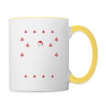 Christmas Workout Funny Snowman Gym Xmas - Contrasting Mug - white/yellow - Right