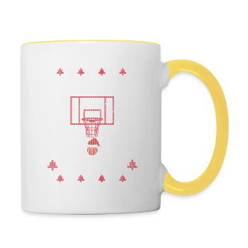 Basketballspieler Fan Hässliche Weihnachten PJ - Tasse zweifarbig - Weiß/Gelb - Rechts