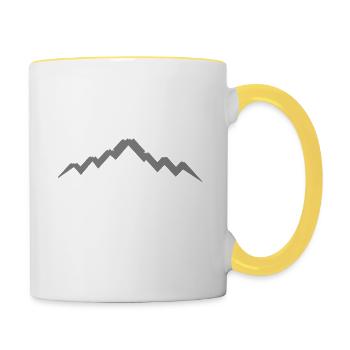 Les sept sommets Montagnes, Hauteurs et Continents - Mug contrasté - blanc/jaune - Droite