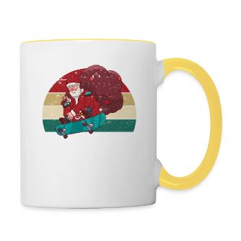 Weihnachtsmann Tricks Skateboard Weihnachten Skate - Tasse zweifarbig - Weiß/Gelb - Rechts