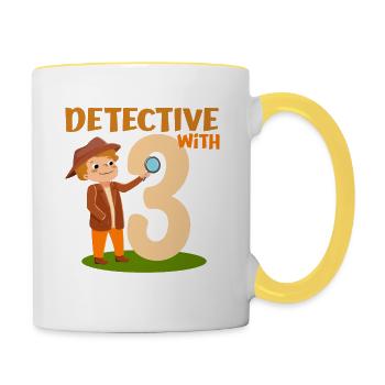 Detective Birthday Boy 3yr Im 3 Years Old Gift - Tasse zweifarbig - Weiß/Gelb - Rechts