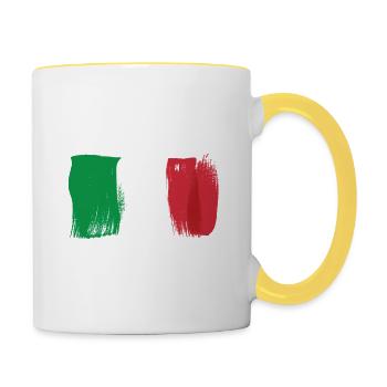 Italien-flaggen-designs Für Alle Stolzen Italiener - Tasse zweifarbig - Weiß/Gelb - Rechts
