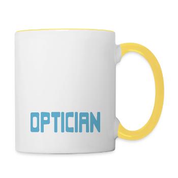 Just Trust Me I'm An Optician Cool Retro T-Shirt - Contrasting Mug - white/yellow - Right