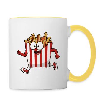 Français Frites Mignonnes Kawaii Drôles - Mug contrasté - blanc/jaune - Droite
