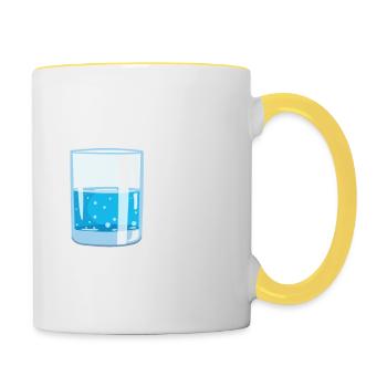 Das Glas ist immer Voll Wissenschaft - Tasse zweifarbig - Weiß/Gelb - Rechts