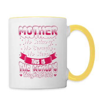 Mère Le travail le plus difficile dans le monde Fête des mères - Mug contrasté - blanc/jaune - Droite