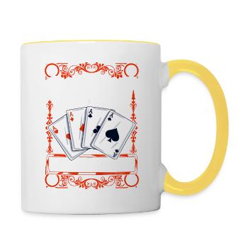 Vollzeit bridge spieler Im Ruhestand Bridge Karten - Tasse zweifarbig - Weiß/Gelb - Rechts