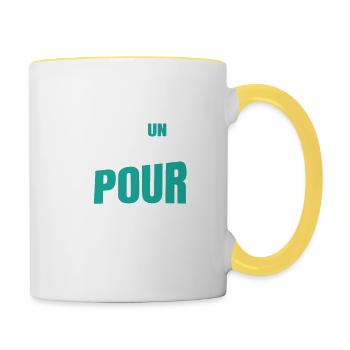 Opa Enkelin Ein Link Fürs Leben - Tasse zweifarbig - Weiß/Gelb - Rechts