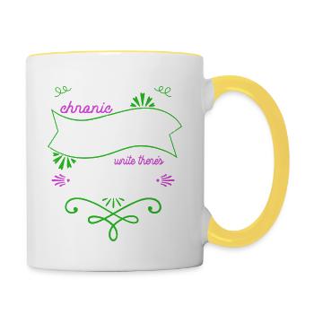 anniversary editor books writing editer geek - Contrasting Mug - white/yellow - Right