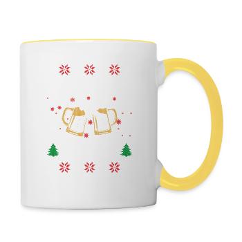 Funny Ugly Christmas Sweater Men Ho Ho Hold My - Tasse zweifarbig - Weiß/Gelb - Rechts