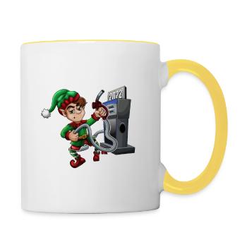 The Angry Elf About Expensive Gas Christmas - Contrasting Mug - white/yellow - Right