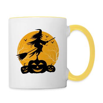 Happy Halloween - jour de Halloween - Mug contrasté - blanc/jaune - Droite