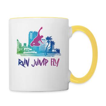 Parkour Free Running Traceur 80s - Tasse zweifarbig - Weiß/Gelb - Rechts