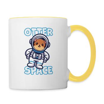 Otter Space Shirt, lustiger Weltraumotter - Tasse zweifarbig - Weiß/Gelb - Rechts