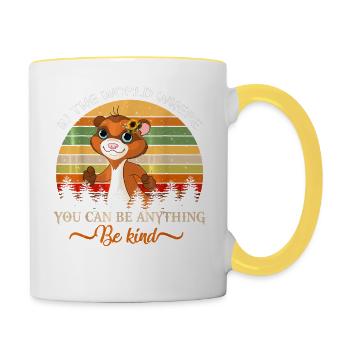 Frettchen Retro, wo du alles sein kannst, sei nett - Tasse zweifarbig - Weiß/Gelb - Rechts