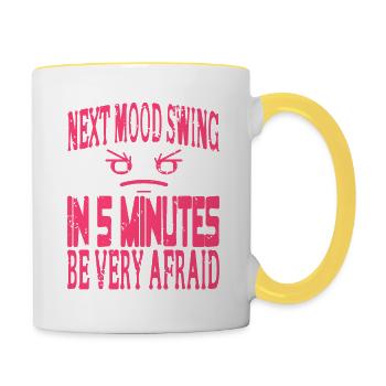 Next Mood Swing In 5 Minutes Be Very Afraid Retro - Contrasting Mug - white/yellow - Right