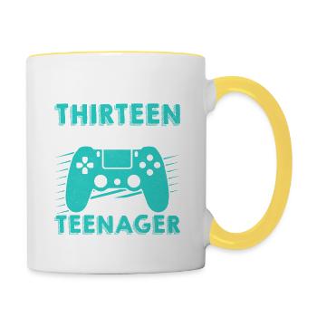 4 Level thirteen unlocked official teenager - Tasse zweifarbig - Weiß/Gelb - Rechts