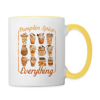 Pumpkin Spice Everything Coffee Shop Menu - Contrasting Mug - white/yellow - Right