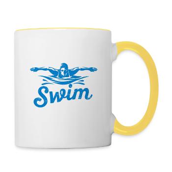 Personne ne se soucie de nager plus vite Drôle d’équipe de natation - Mug contrasté - blanc/jaune - Droite