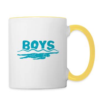 Natation Drôle de nageur Quelques filles chassent - Mug contrasté - blanc/jaune - Droite