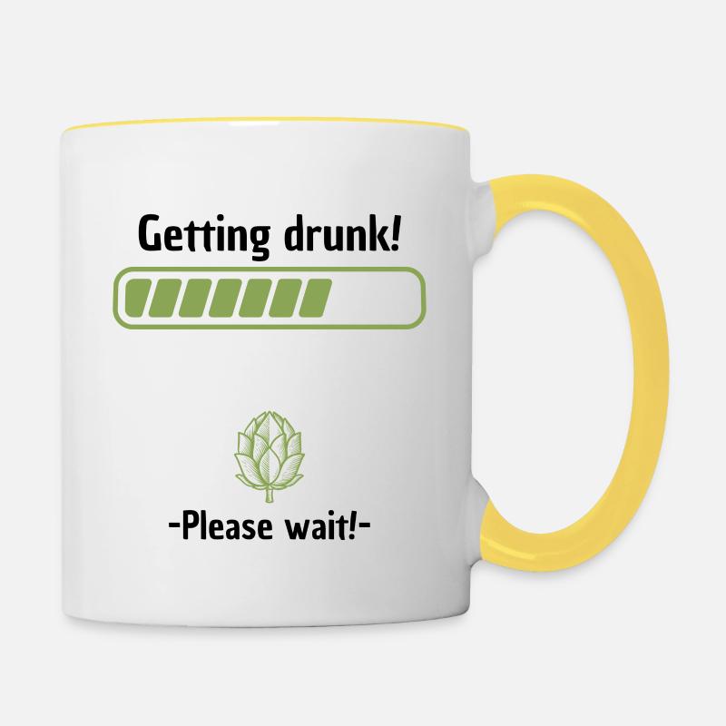 Getting drunk please wait - Contrasting Mug - white/yellow