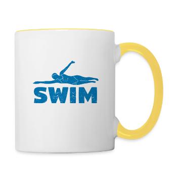 Fun Swimming Lovers Cool Swimmer Nourriture - Mug contrasté - blanc/jaune - Droite