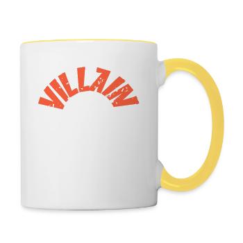 Retro Vintage VILLAIN Hallween Demon T-Shirt - Tasse zweifarbig - Weiß/Gelb - Rechts