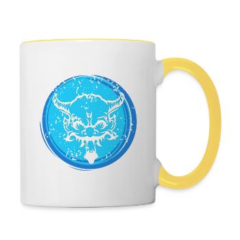 Retro Demon Devil Art Halloween Designs - Tasse zweifarbig - Weiß/Gelb - Rechts
