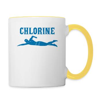 Chlor ist mein Parfüm Schwimmen Wassersport Lustig - Tasse zweifarbig - Weiß/Gelb - Rechts