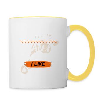 Ein lustiger Spruch für einen Fußfan - Tasse zweifarbig - Weiß/Gelb - Rechts