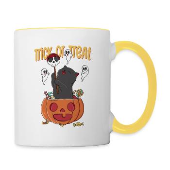 Cat Halloween Candy - Contrasting Mug - white/yellow - Right
