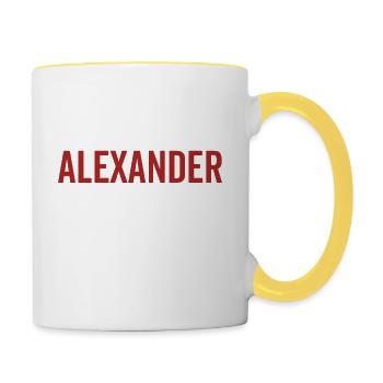 Kein Alexander Kein Leben - Tasse zweifarbig - Weiß/Gelb - Rechts
