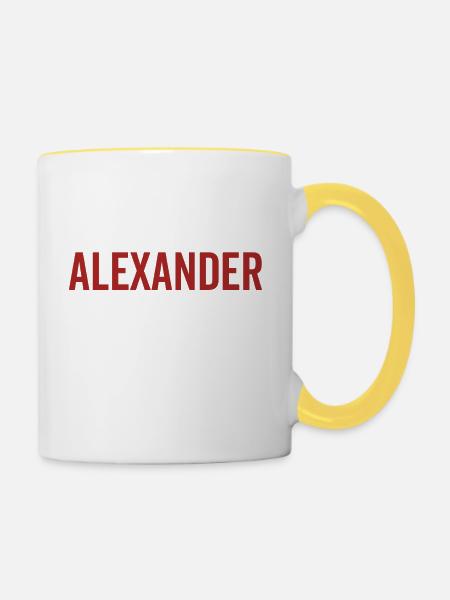 Kein Alexander Kein Leben - Tasse zweifarbig - Weiß/Gelb
