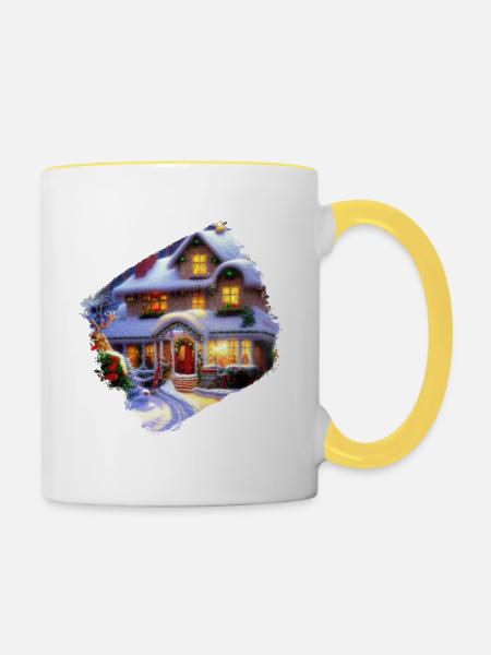 Heiligabend - Tasse zweifarbig - Weiß/Gelb