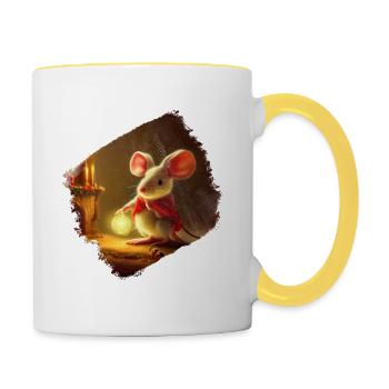 Christmas Mouse - Contrasting Mug - white/yellow - Right