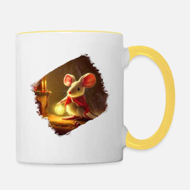 Christmas Mouse - Contrasting Mug - white/yellow