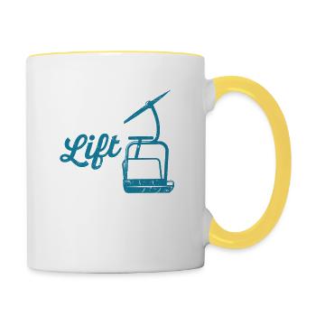 Skifahren Lustig Wintersport Liebhaber Skifahrer - Tasse zweifarbig - Weiß/Gelb - Rechts