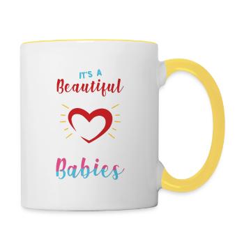 Catch Babies Noula Obstétricien sage-femme - Mug contrasté - blanc/jaune - Droite