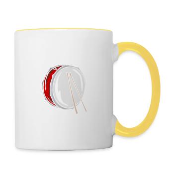 Never underestimate a boy with drums - Contrasting Mug - white/yellow - Right