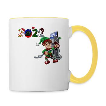 Elfed Up 2022 - Lustiger Weihnachtspyjama - Tasse zweifarbig - Weiß/Gelb - Rechts