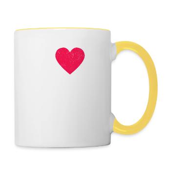 I love skiing fun ski lover heart - Contrasting Mug - white/yellow - Right