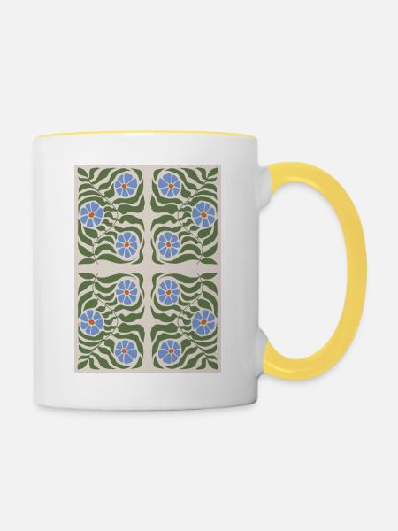Jugendstil, Arts & Crafts, Aesthetic, Vintage-1900 - Tasse zweifarbig - Weiß/Gelb