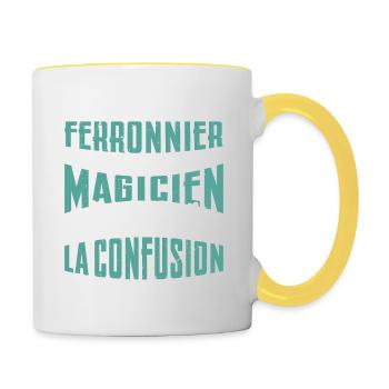 Je Suis Ferronnier Pas Magicien - Mug contrasté - blanc/jaune - Droite