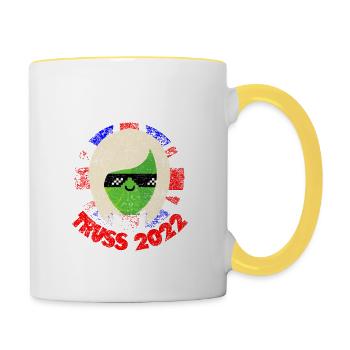 UK Prime Minister Defeated By Lettuce Truss 2022 - Contrasting Mug - white/yellow - Right